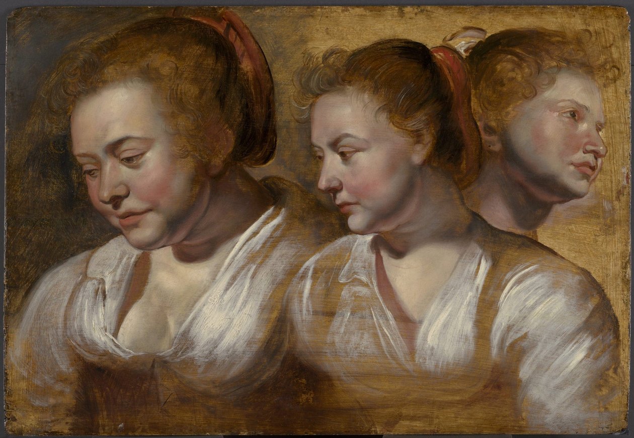 Tre studier af en ung kvinde af Jacob Jordaens