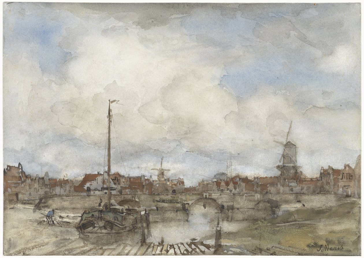 Udsigt over en by af Jacob Maris