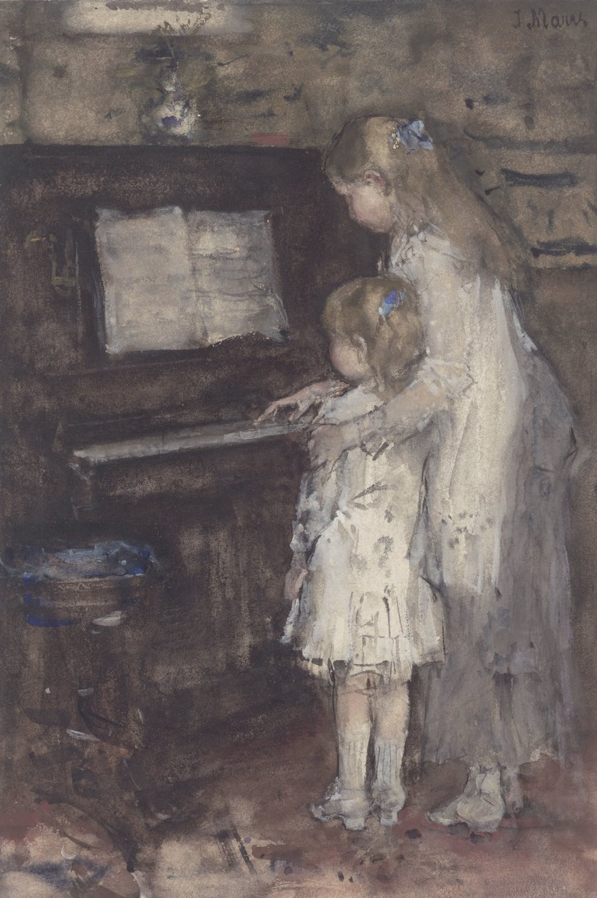 To piger ved klaveret af Jacob Maris