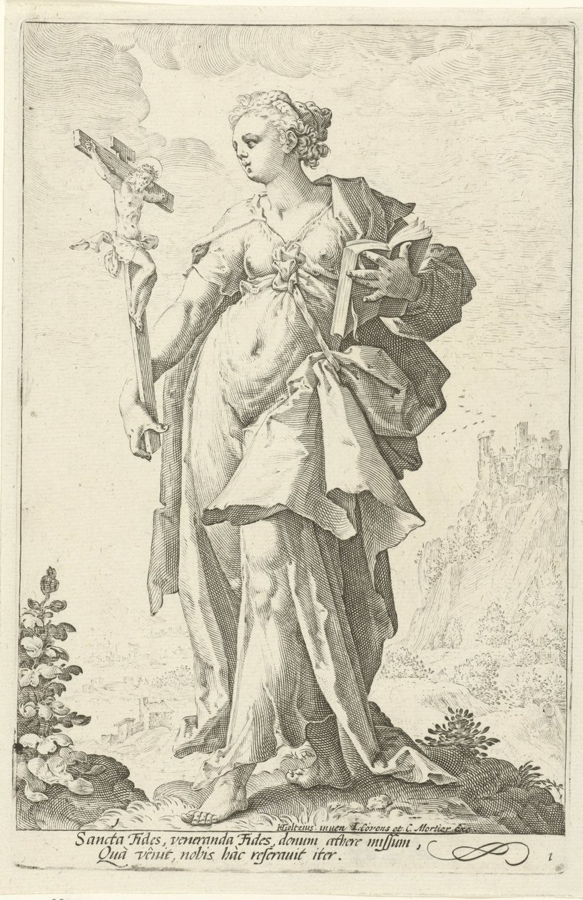 Tro (Fides) Dyderne (serietitel) af Jacob Matham (attributed to)