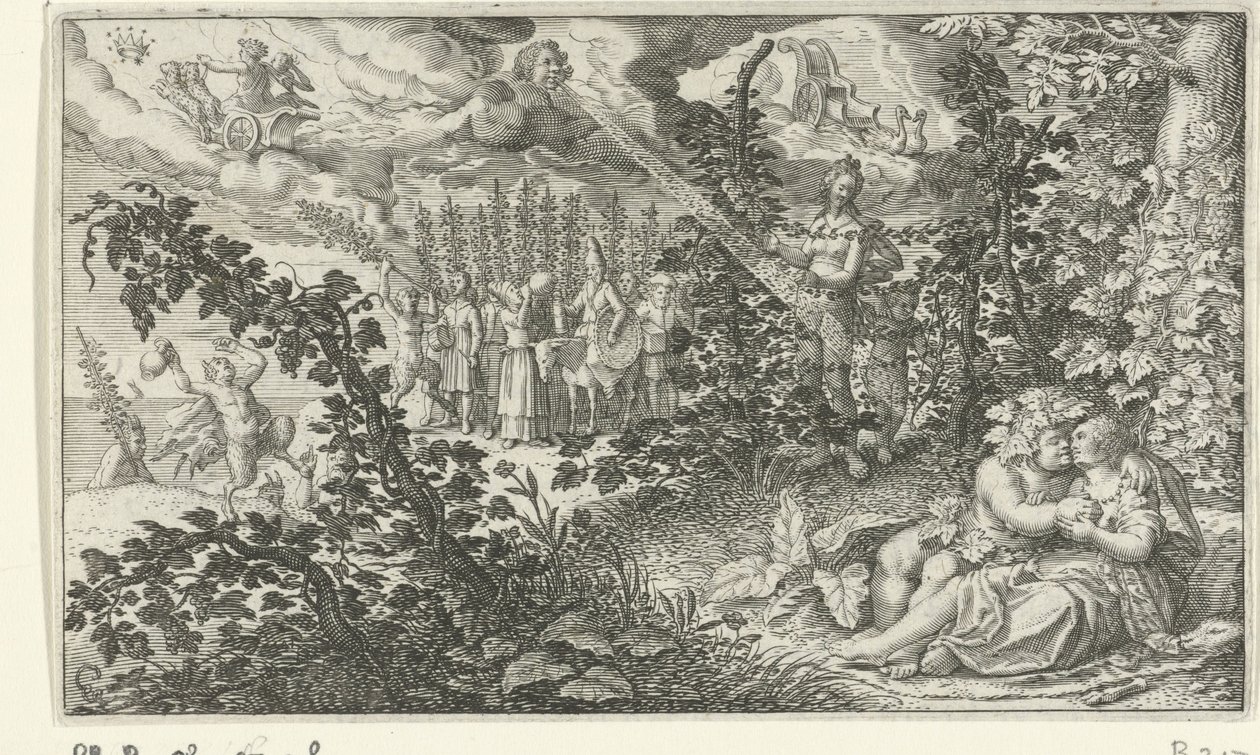 Bacchus og Ariadne som kærester af Jacob Matham
