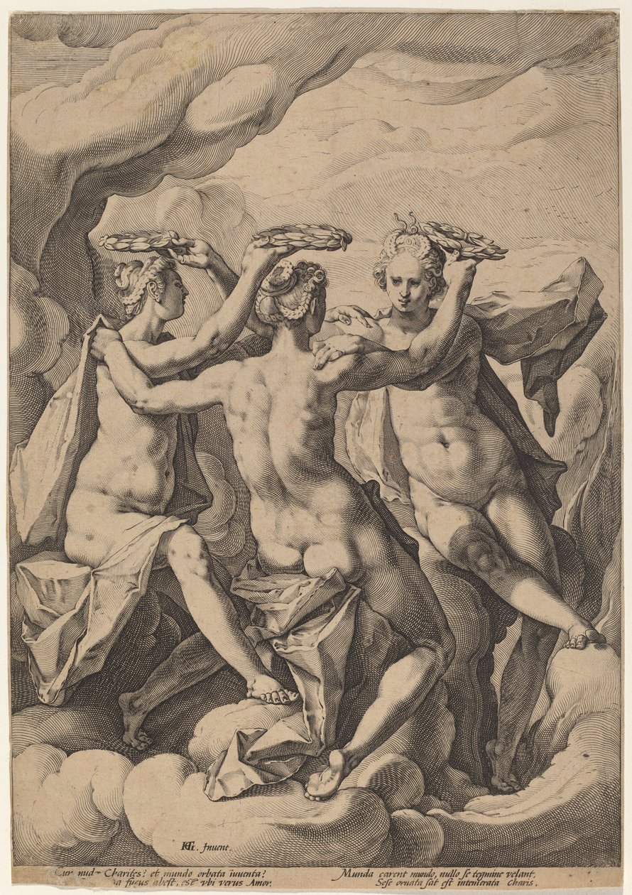 De tre nåder af Jacob Matham, after Hendrick Goltzius