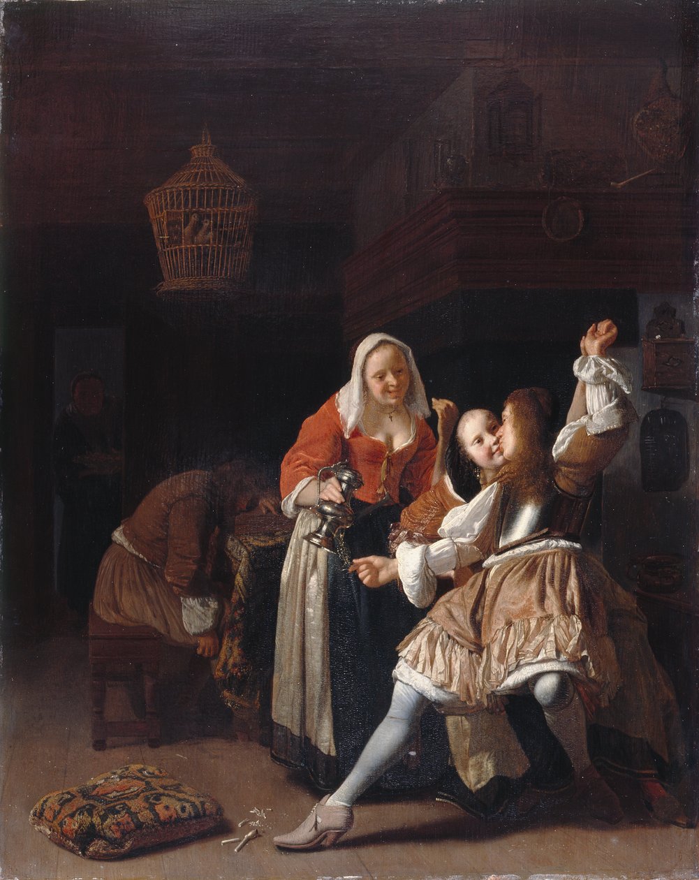 The Embracing Cavalier, ca. 1660-65 (olie på panel) af Jacob Lucasz Ochtervelt
