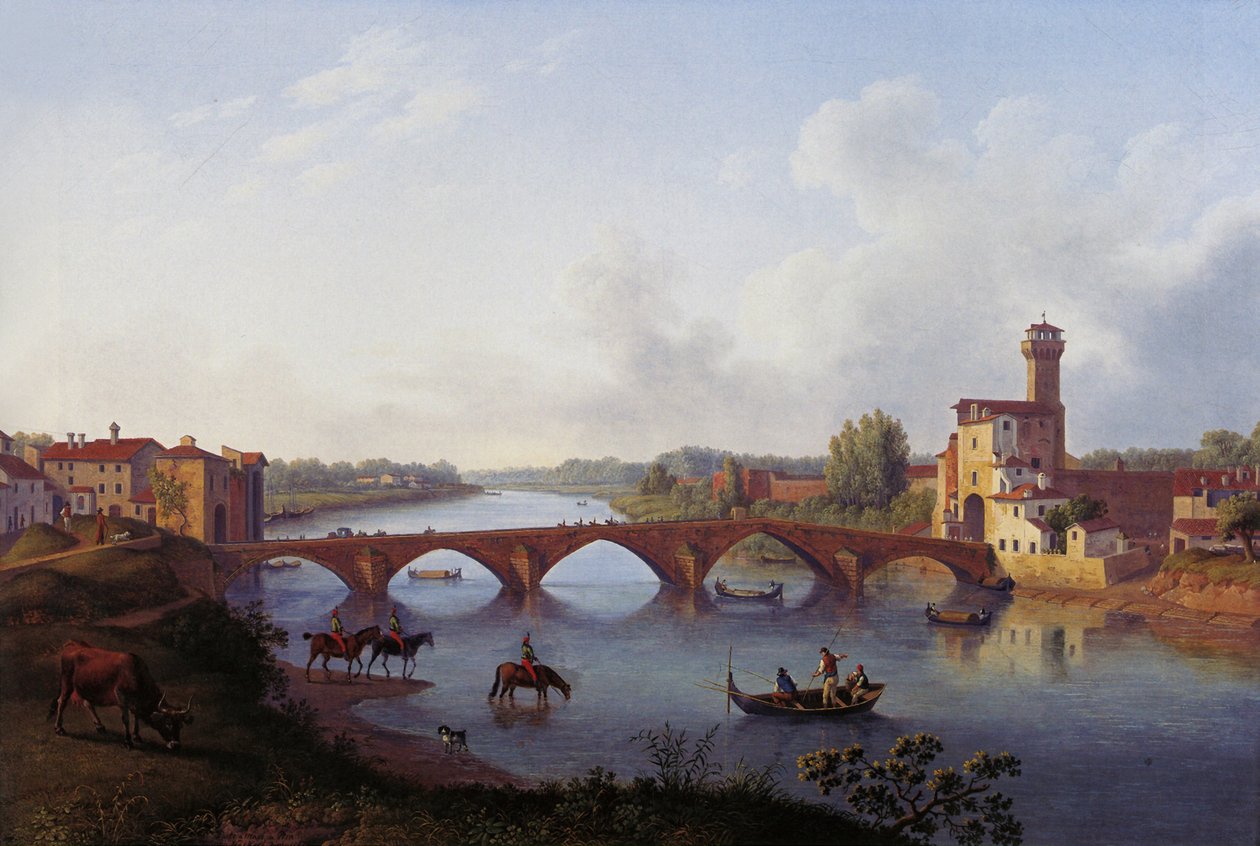 Ponte a Mare i Pisa af Jacob Philipp Hackert