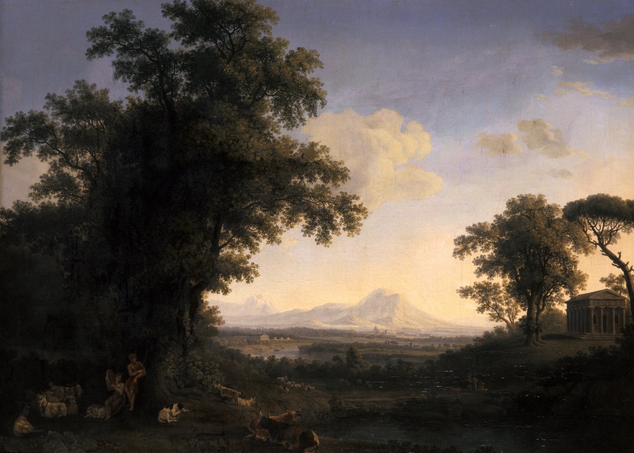 Arkadisk landskab, 1829 af Jacob Philippe Hackert