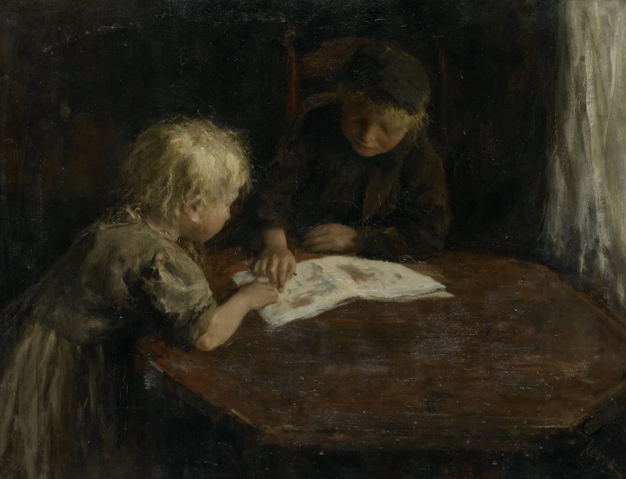 Børn med en billedbog af Jacob Simon Hendrik Kever