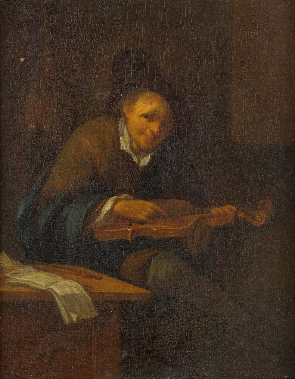 Mand spiller på violin af Jacob Toorenvliet