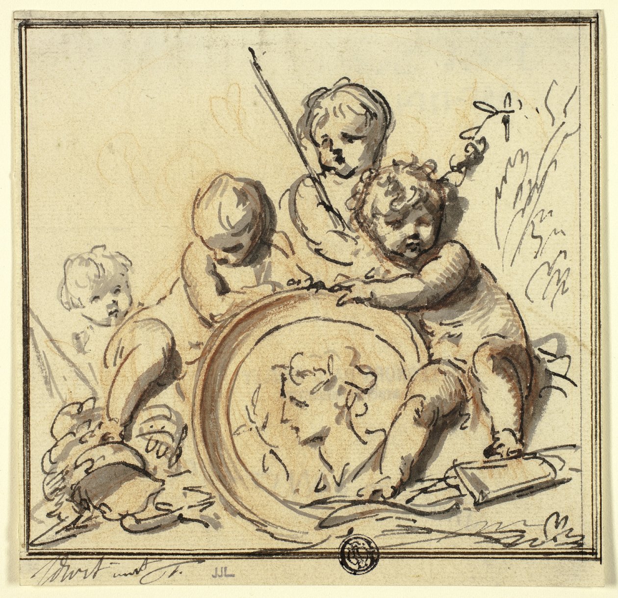 Putti med medaljon af Jacob de Wit