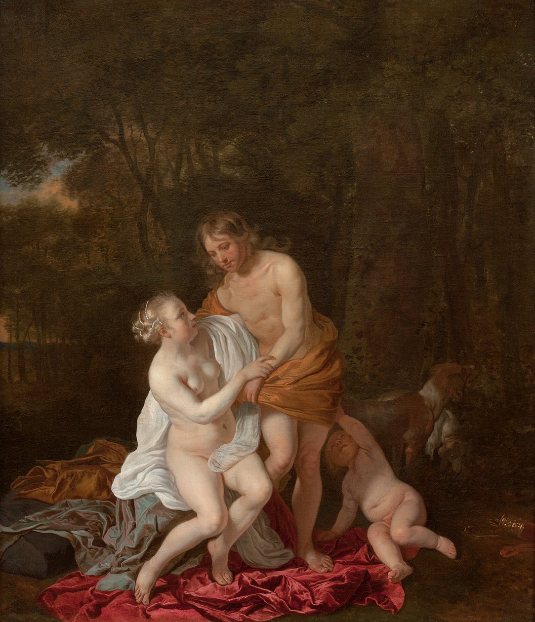Venus og Adonis af Jacob or Jacques van Loo