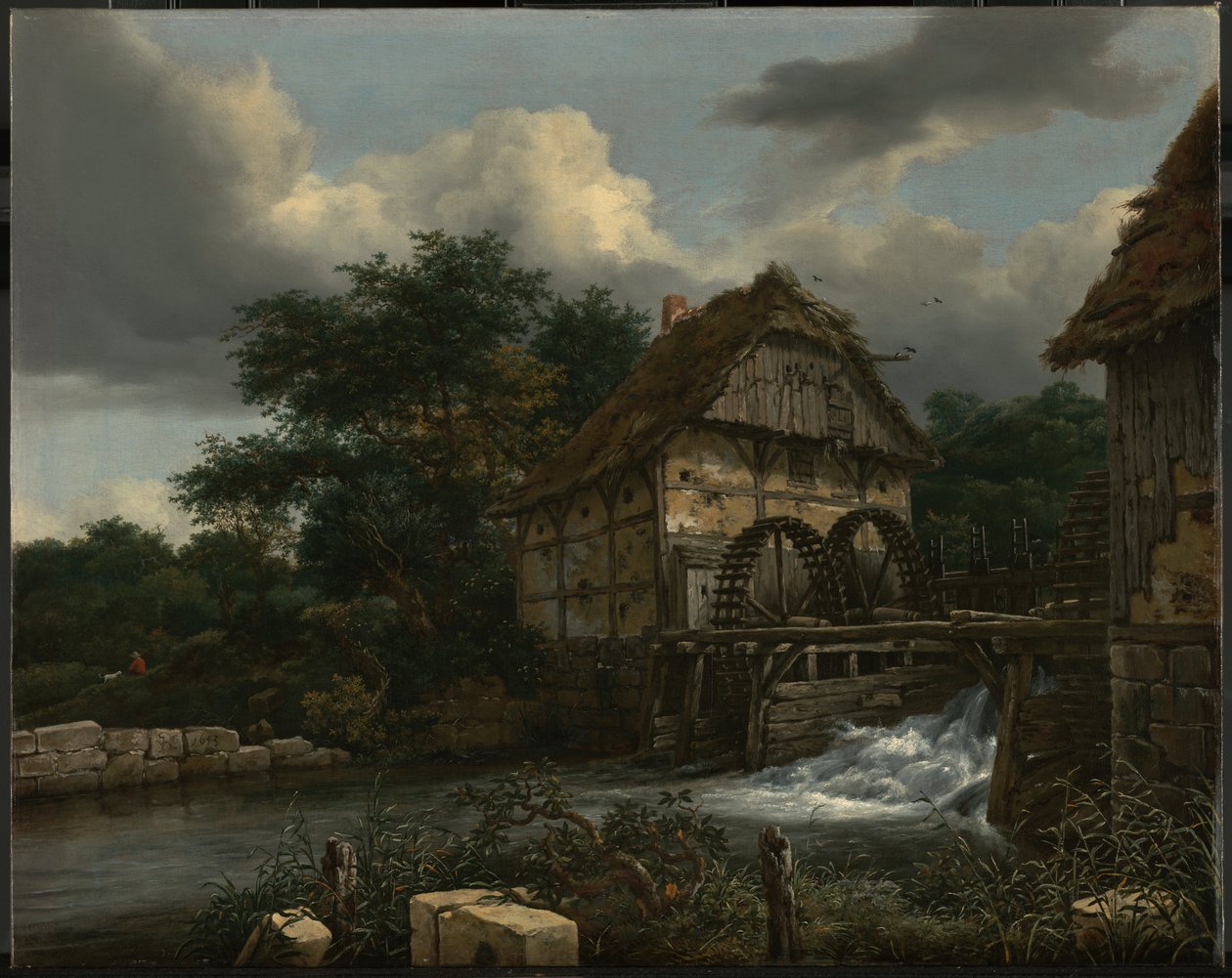 To vandmøller og en åben sluse af Jacob van Ruisdael