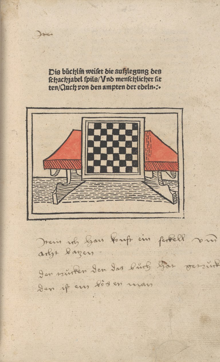 Skakbogen, 1483. af Jacobus de Cessolis