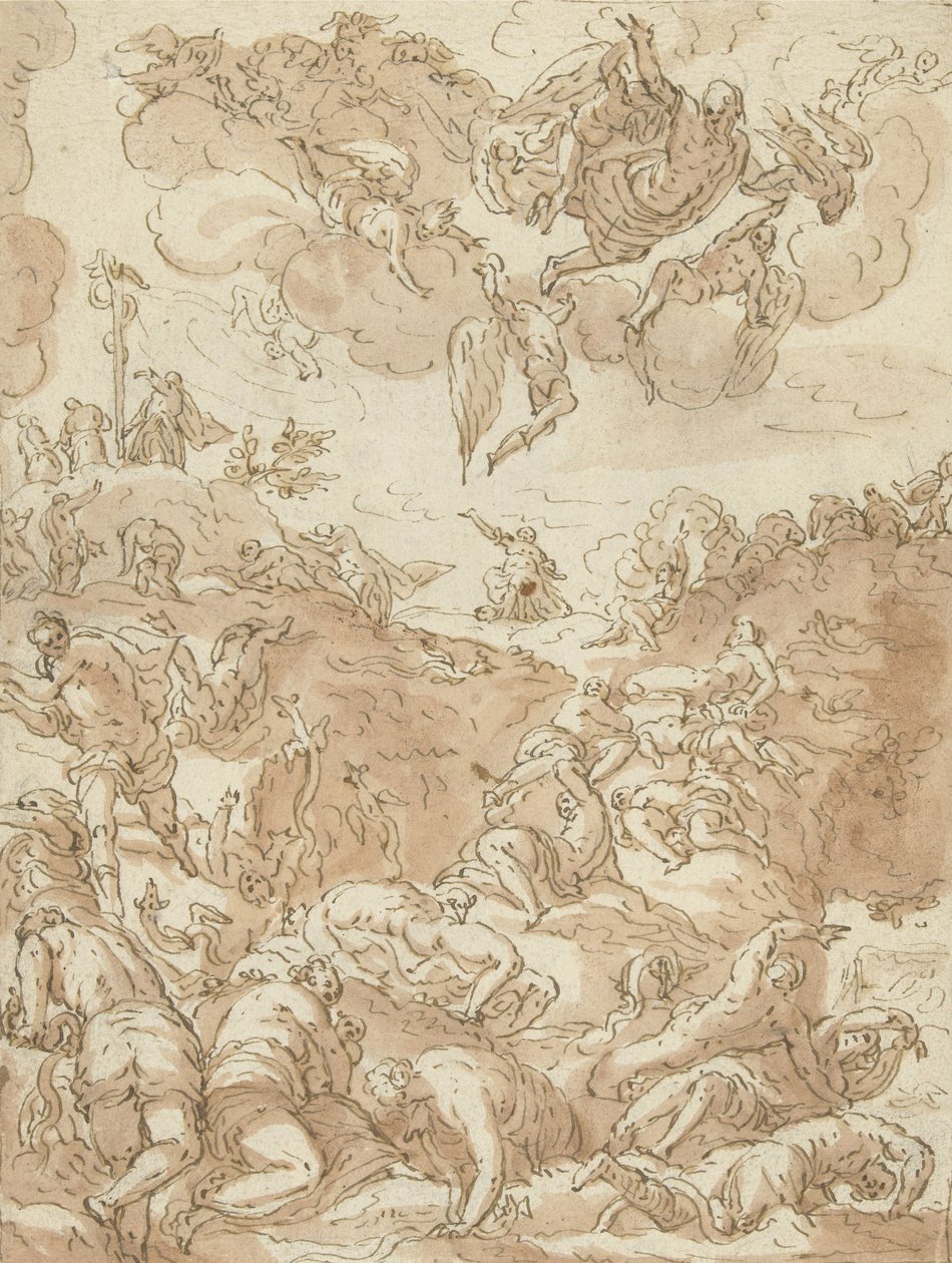 The Brazen Serpent, 1581 (pen på papir) af Jacopo Robusti after Tintoretto