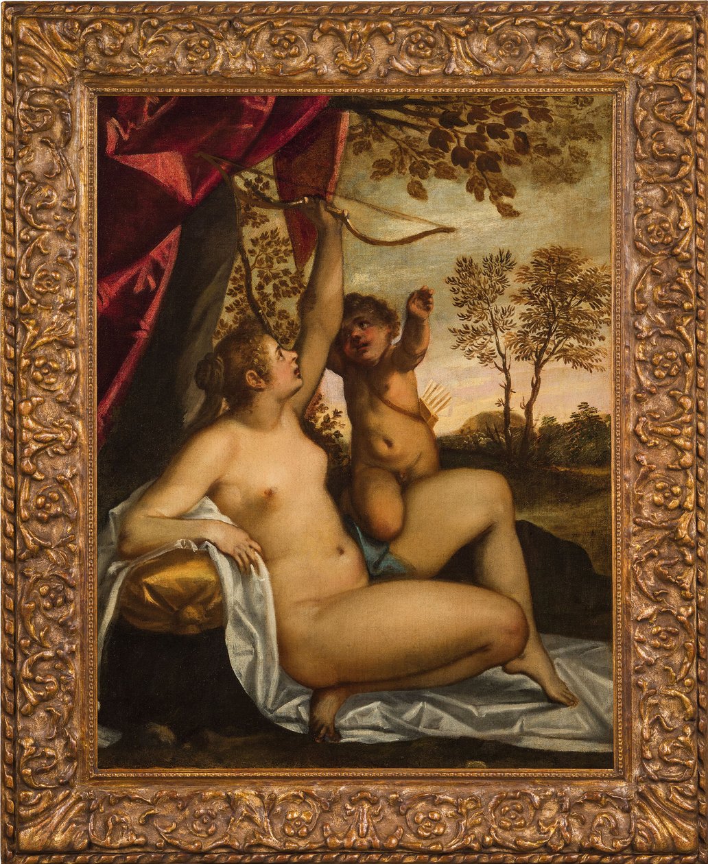 Venus afvæbner Amor. af Jacopo Palma il Giovane the Younger