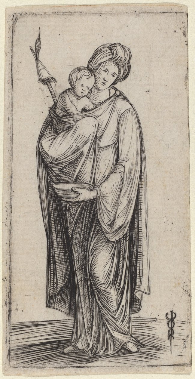 Kvinde og Barn med Distaff. af Jacopo de Barbari