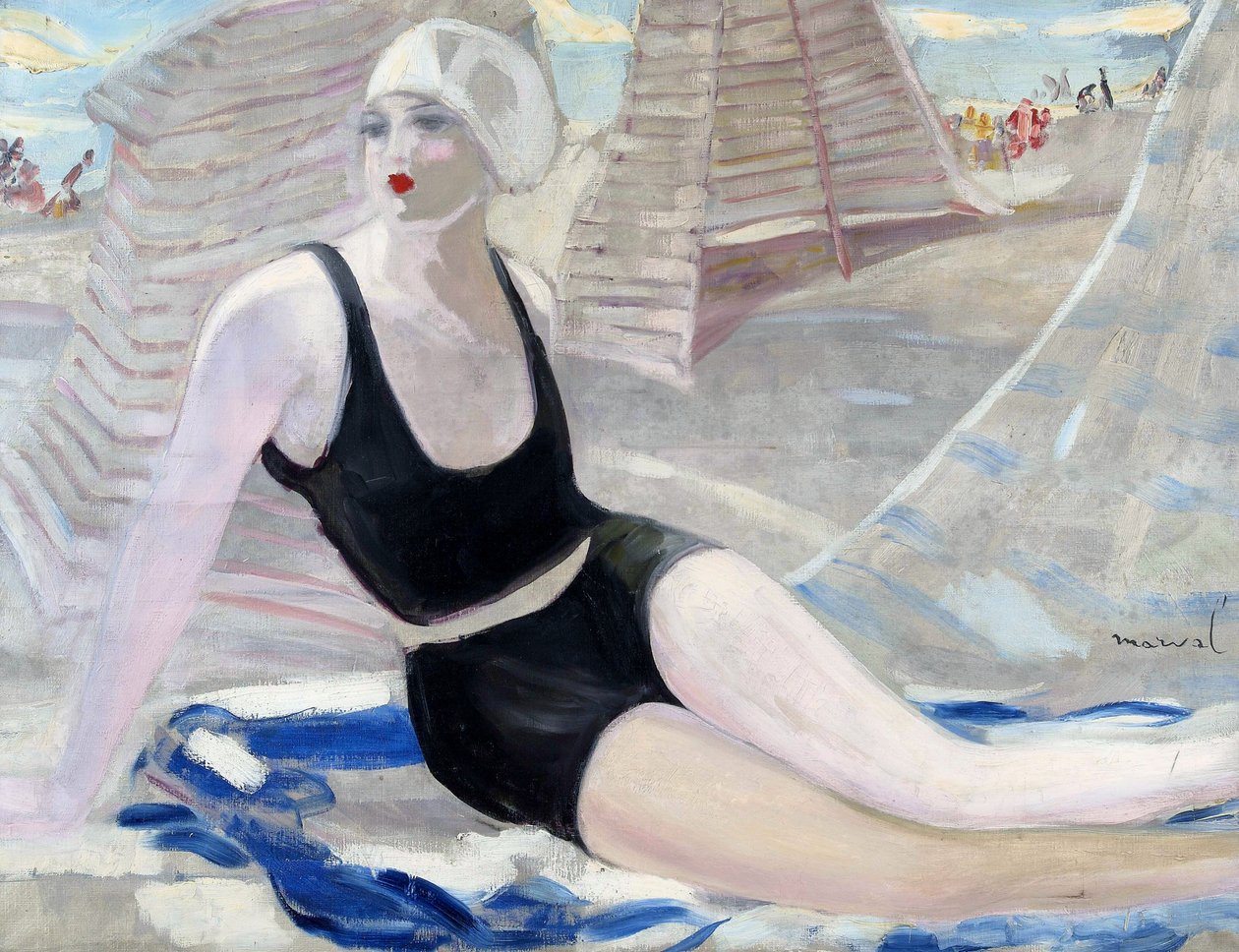 Badende i sort badedragt af Jacqueline Marval
