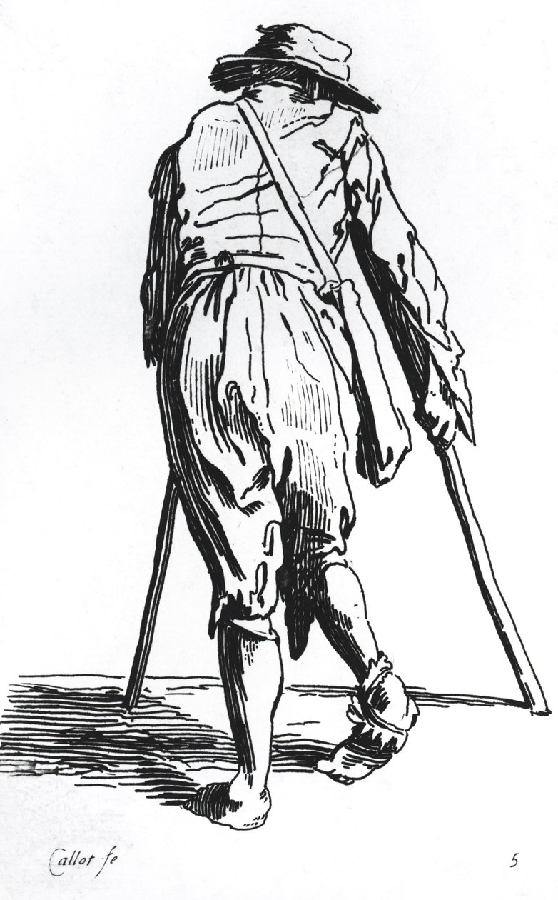 Tigger på sine krykker, bagfra af Jacques Callot