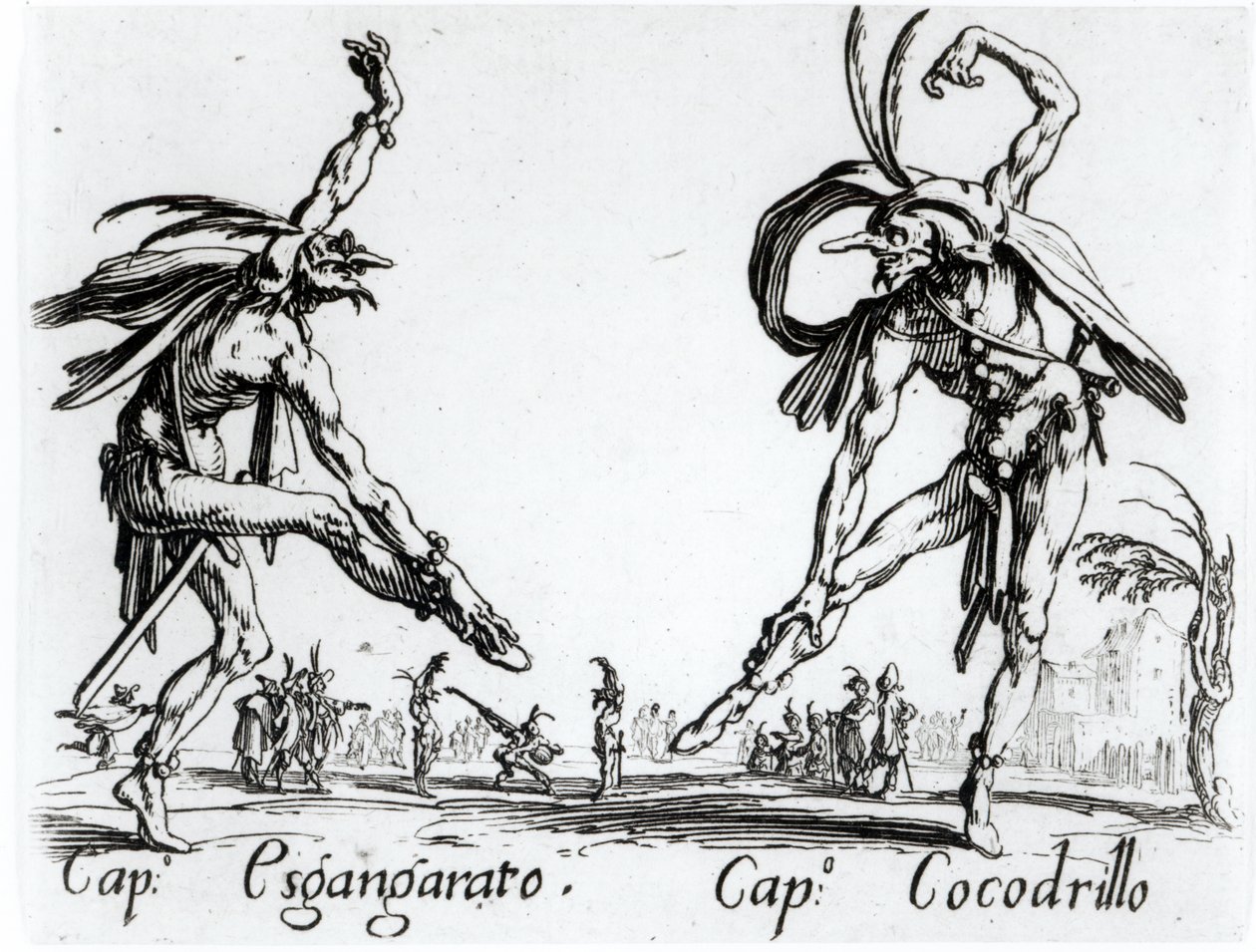 I Balli de Spessanei, eller Le Grande Chasse (gravering) (bw foto) af Jacques Callot