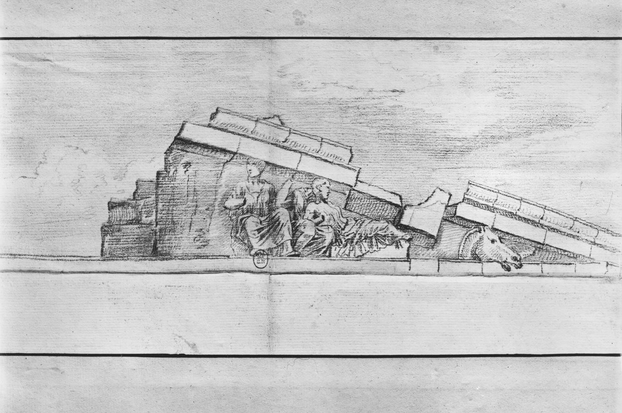 Studie af frisen fra Parthenons vestlige fronton af Jacques Carrey