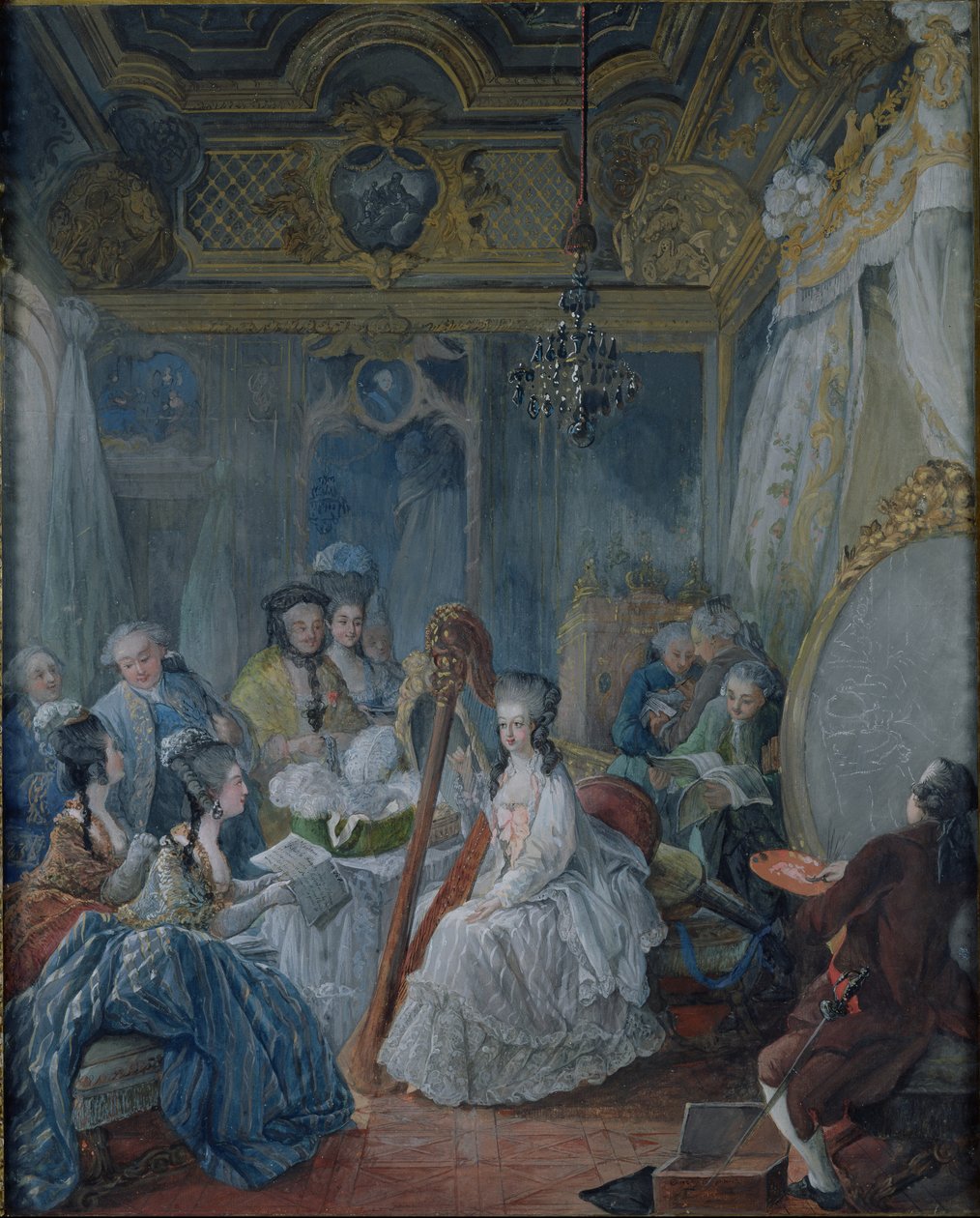 Marie Antoinette (1755-93) i sit kammer i Versailles i 1777 af Jacques Fabien Gautier d