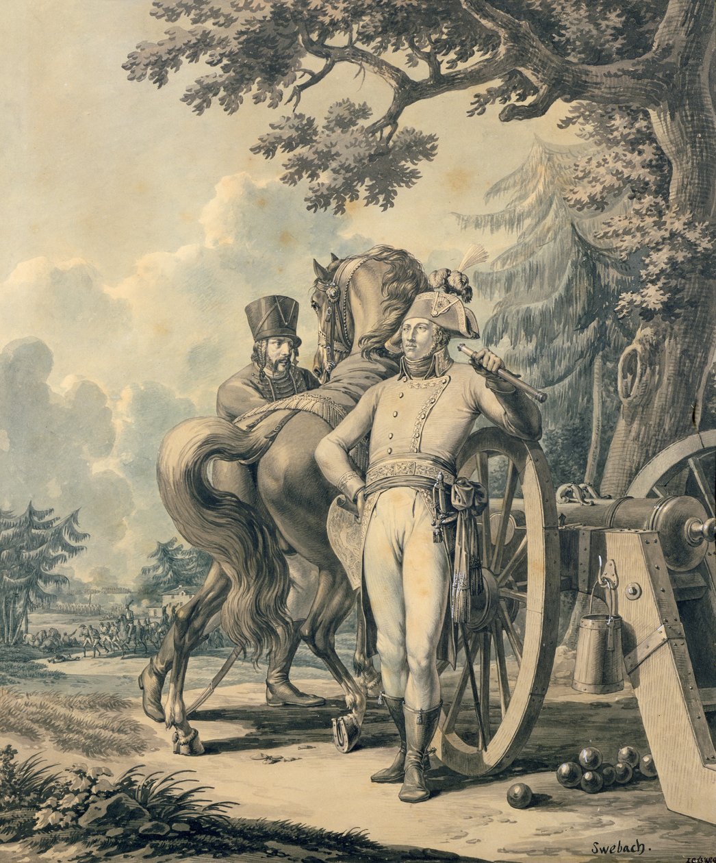 General Jean Victor Moreau (1763-1813) (pen og blæk, gouache og wc på papir) af Jacques Francois Joseph Swebach