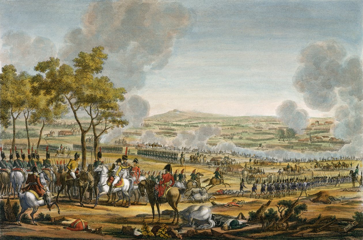 Slaget ved Wagram, 7. juli 1809, indgraveret af Louis Francois Mariage (akvatint) af Jacques Francois Joseph Swebach
