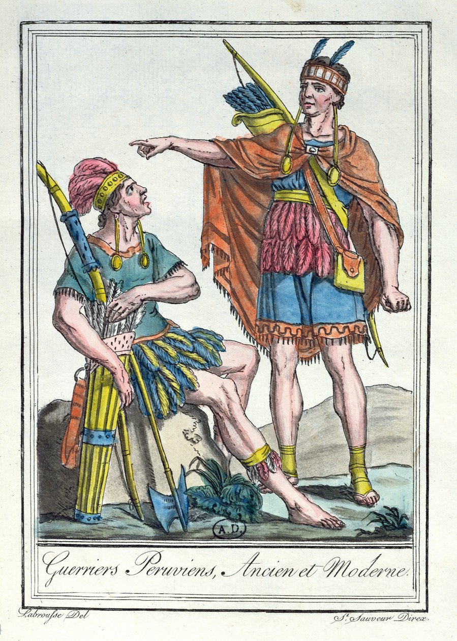Gamle og moderne peruvianske krigere, illustration fra 