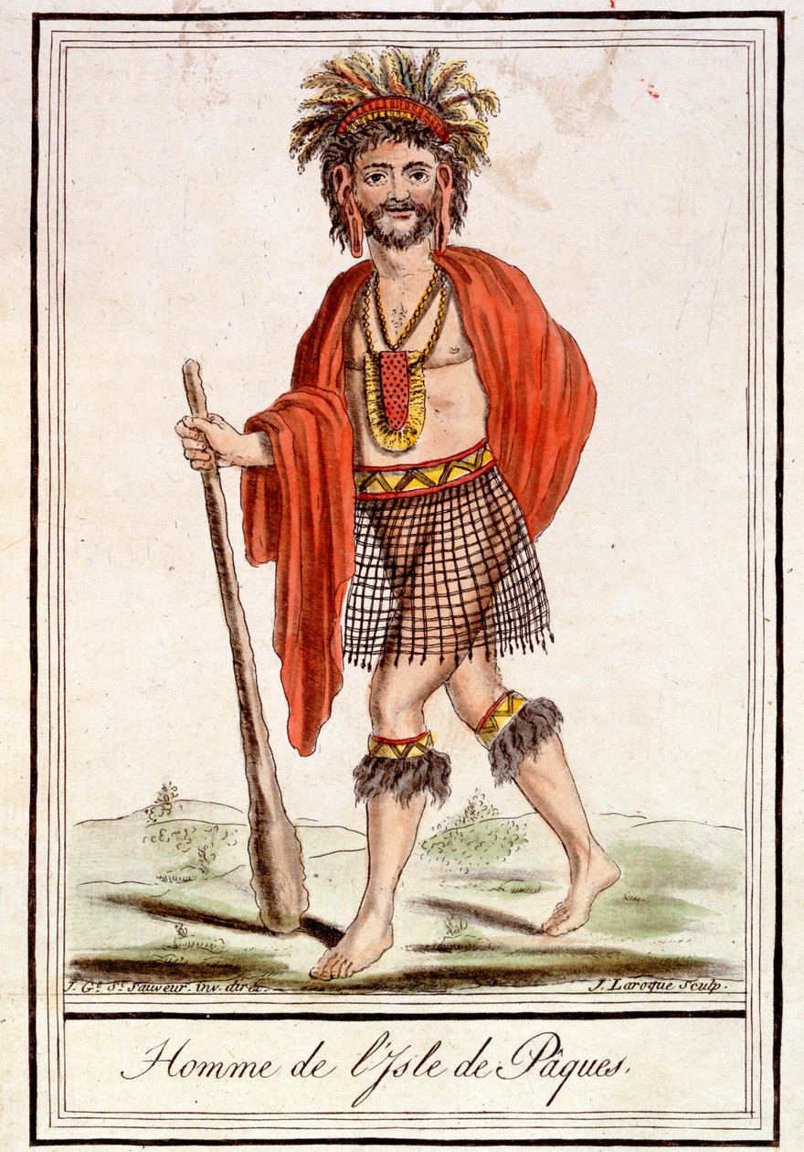En mand fra Påskeøen, fra "Encyclopedie des Voyages", graveret af J. Laroque, 1796 af Jacques Grasset de Saint Sauveur
