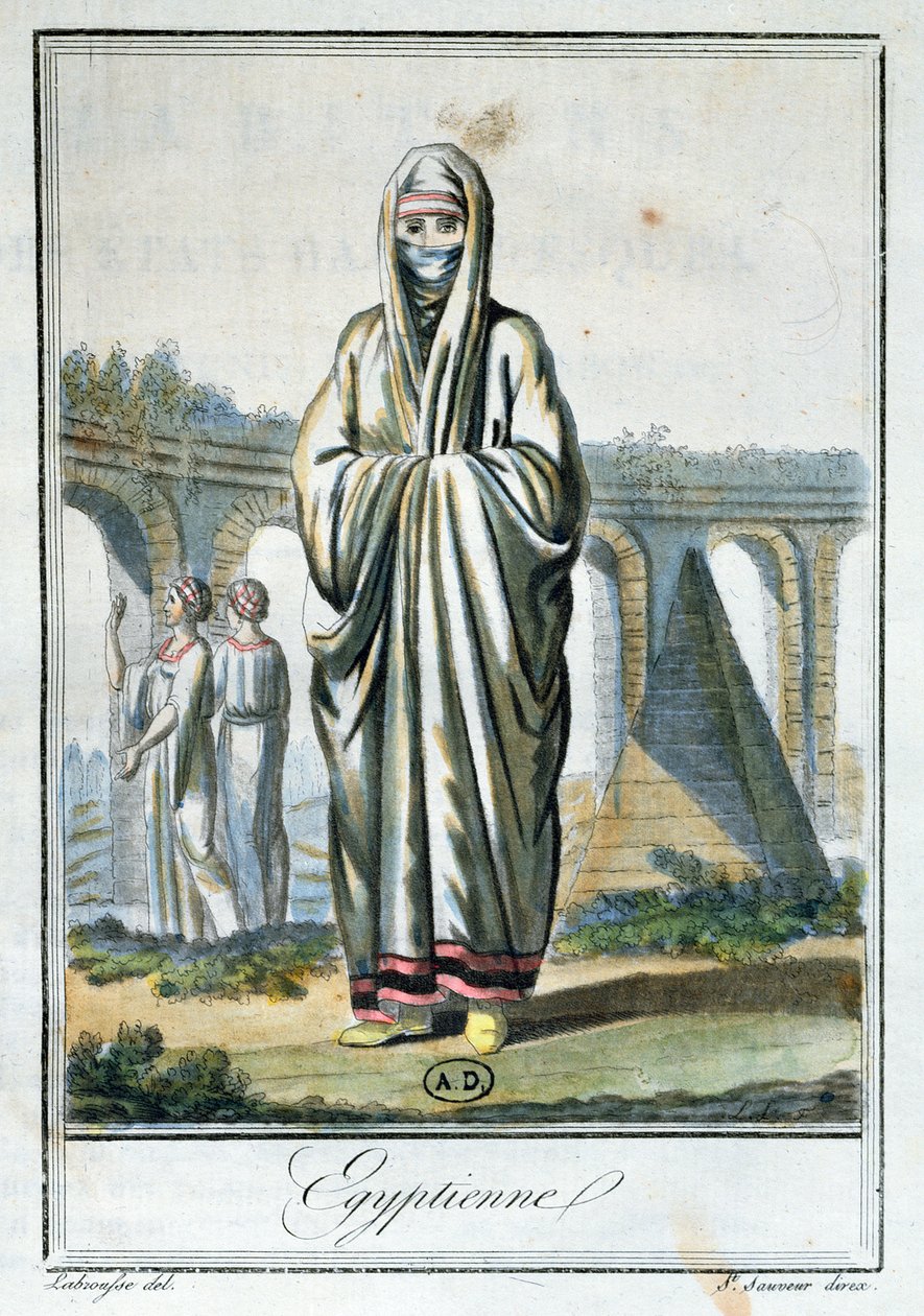 Egyptisk kvinde iført chador, illustration fra 