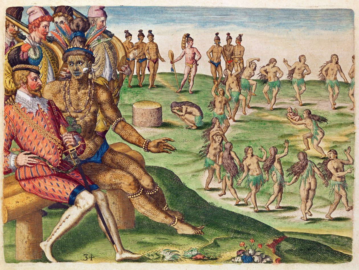 Den førstefødte søns offer, fra "Brevis Narratio...", graveret af Theodore de Bry (1528-98), udgivet i Frankfurt, 1591 af Jacques Le Moyne