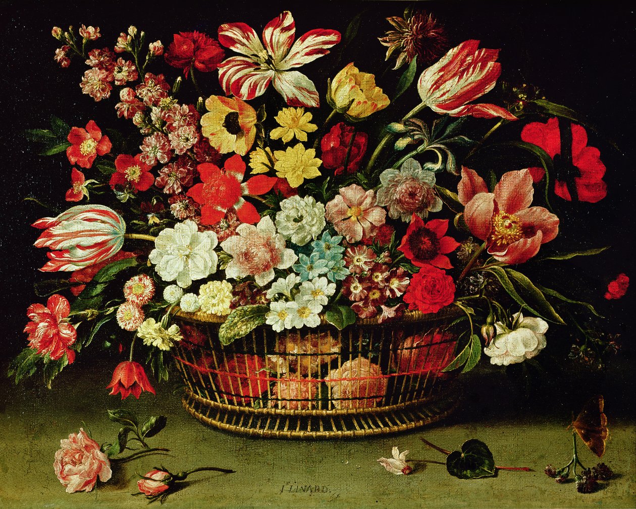 Kurv med blomster af Jacques Linard