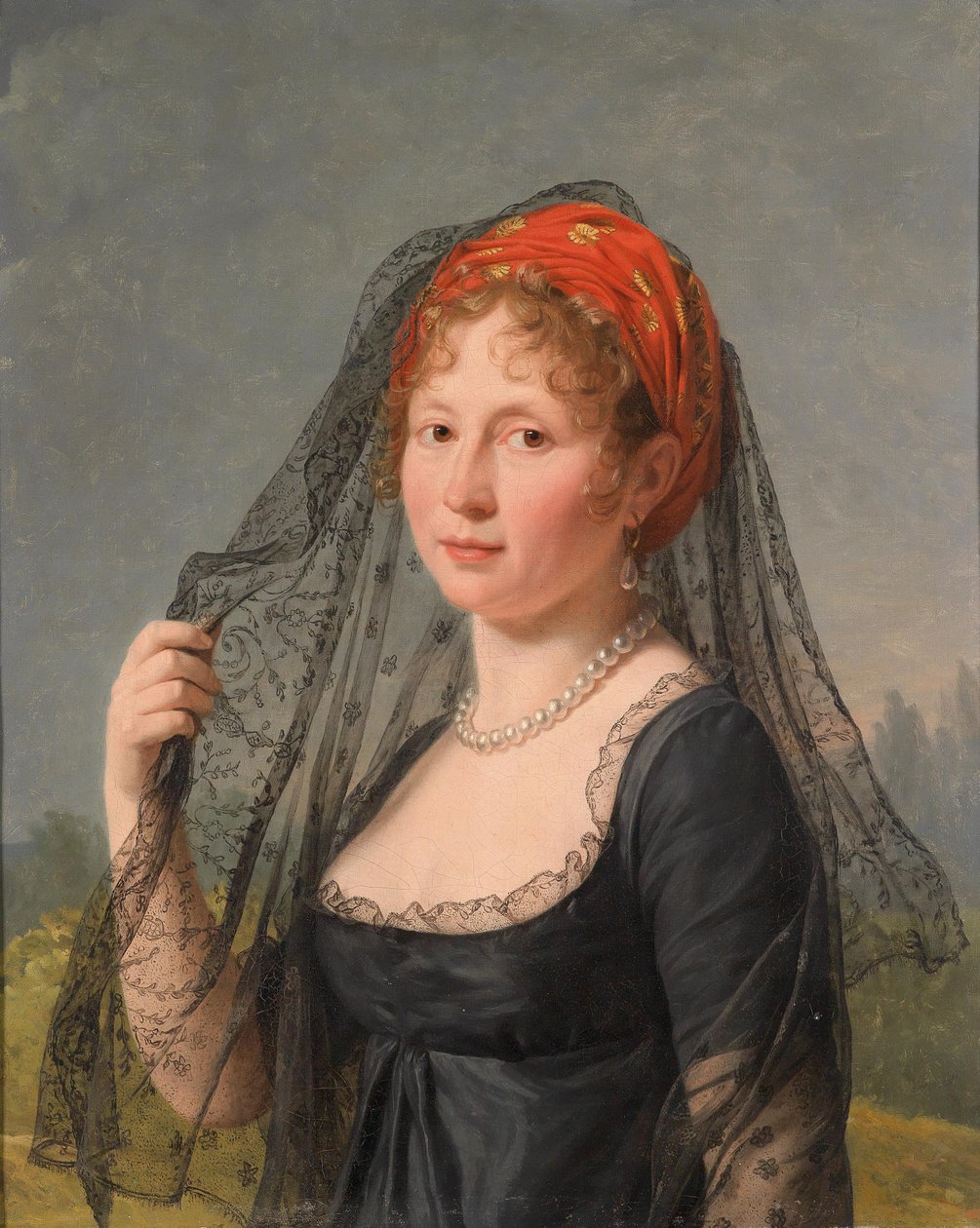 Portræt af en dame klædt i sort af Jacques Louis David