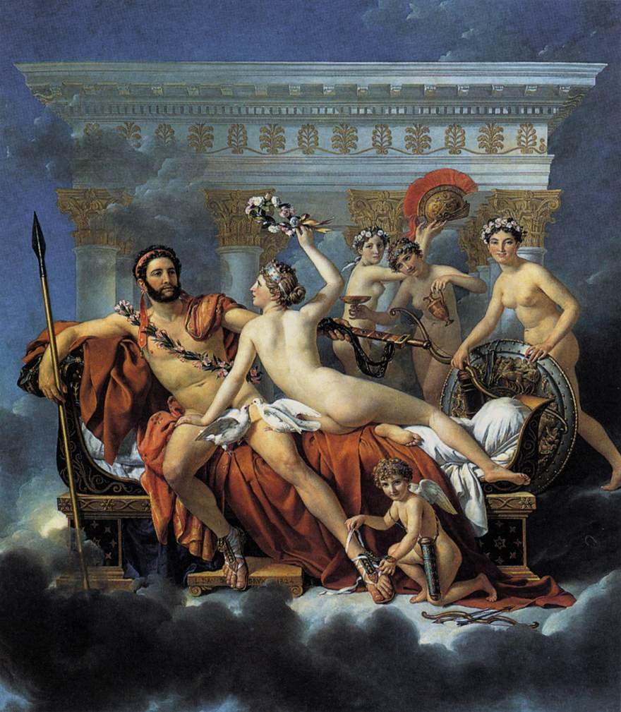 Mars afvæbnet af Venus og de tre nåde. af Jacques Louis David