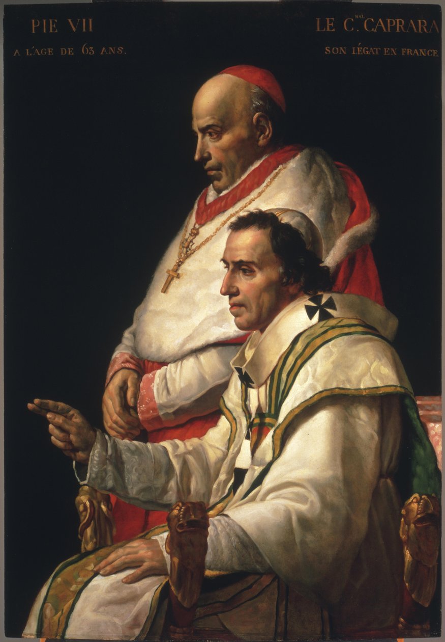 Portræt af pave Pius VII og kardinal Caprara af Jacques Louis David