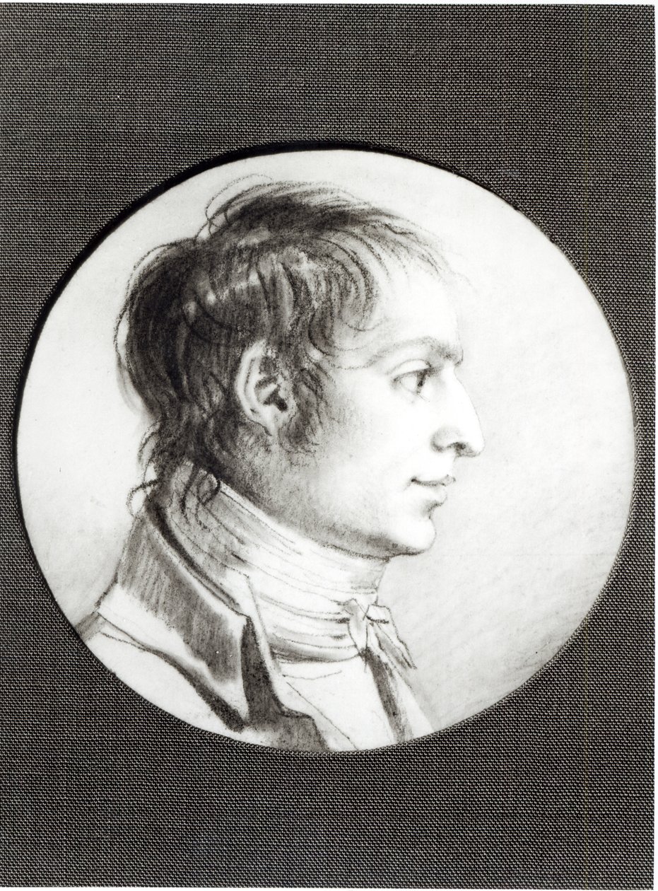 Portræt formodes at være Joseph Bonaparte (1768-1844) (pierre noire på vellum) af Jacques Reattu