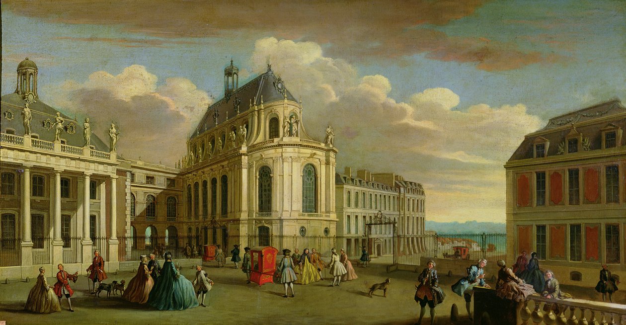 Udsigt over kapellet i Chateau de Versailles fra gården af Jacques Rigaud