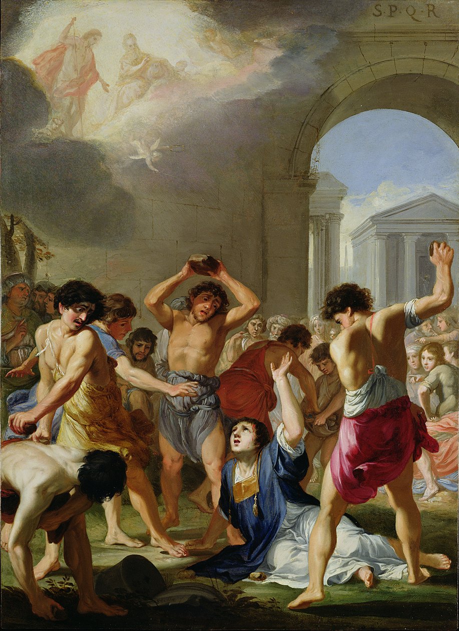 The Martyrium of St. Stephen, ca. 1623 (olie på kobber) af Jacques Stella