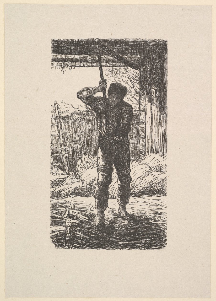 Mand, der tærsker hvede, 1853. af Jacques Adrien Lavieille