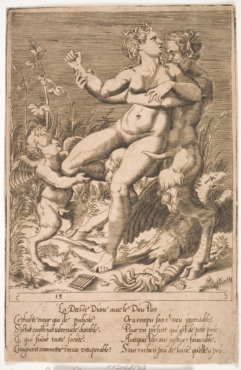 Diana og Pan af Jacques Androuet Ducerceau d.Æ.