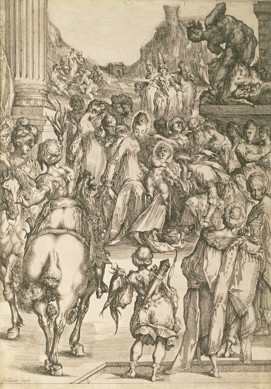 Magiernes tilbedelse (ætsning) af Jacques Bellange