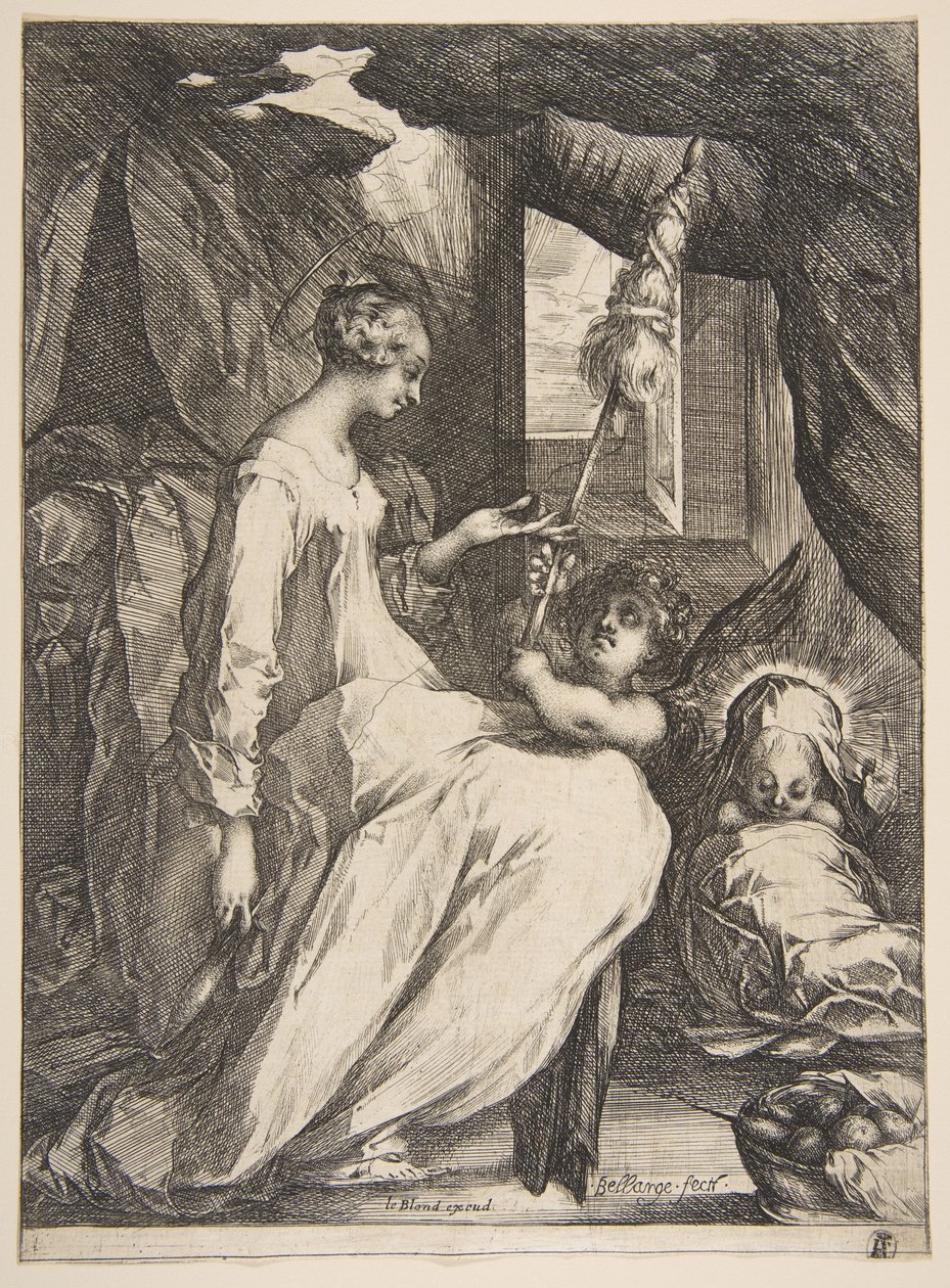 Jomfru og barn med en engel, 1612-16. af Jacques Bellange