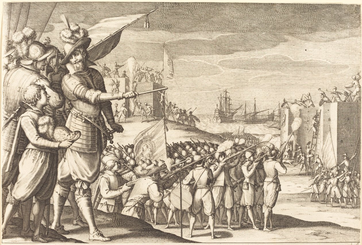 Angreb på to fæstninger, ca. 1614. af Jacques Callot