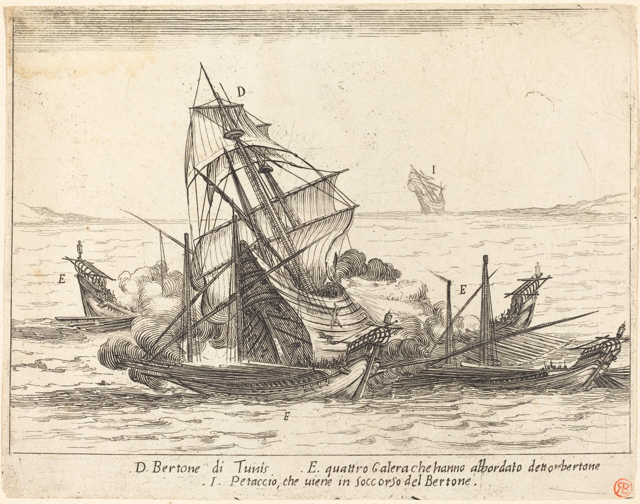 Bording af Bertone, 1617. af Jacques Callot