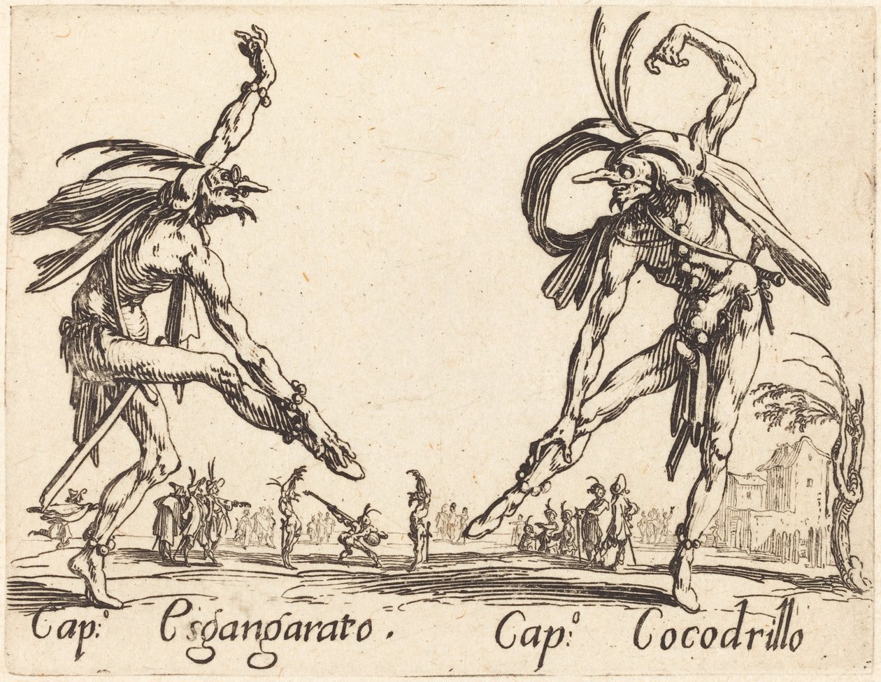 Kap. Esgangarato og Cap. Krokodille, ca. 1622. af Jacques Callot