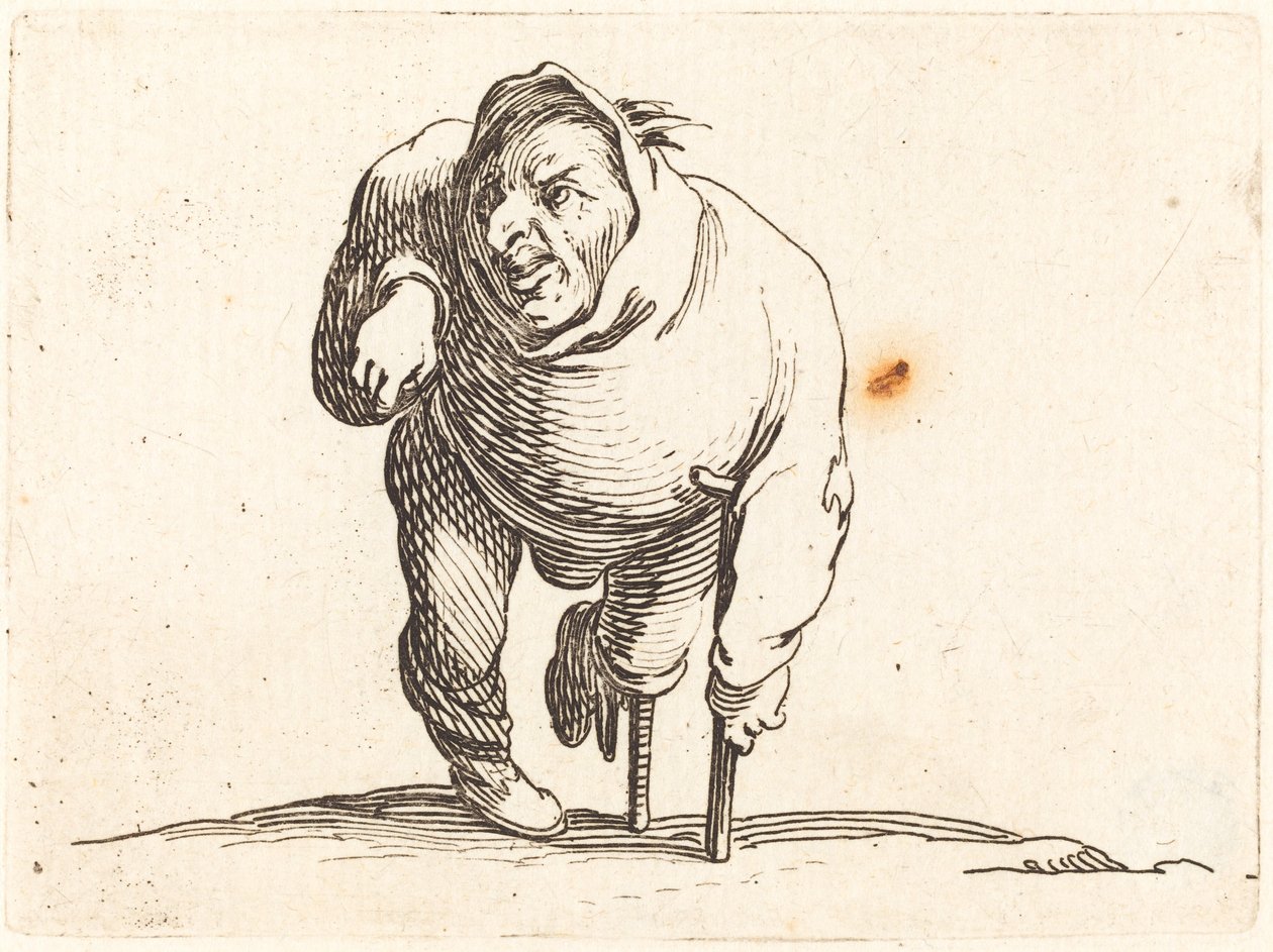 Krøbling med krykke og træben af Jacques Callot