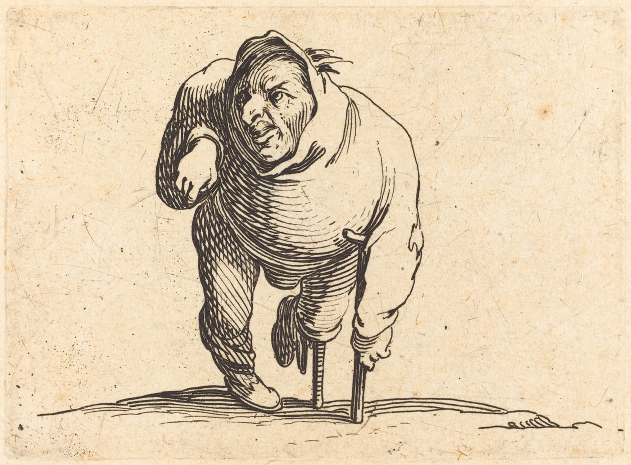 Krøbling med krykke og træben af Jacques Callot