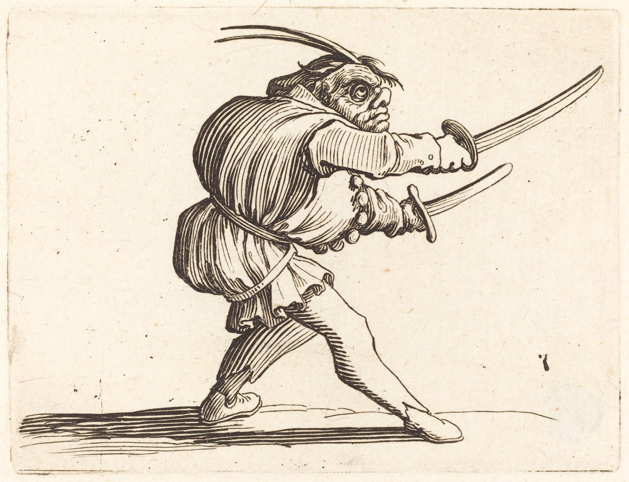 Duellist med to sabler af Jacques Callot