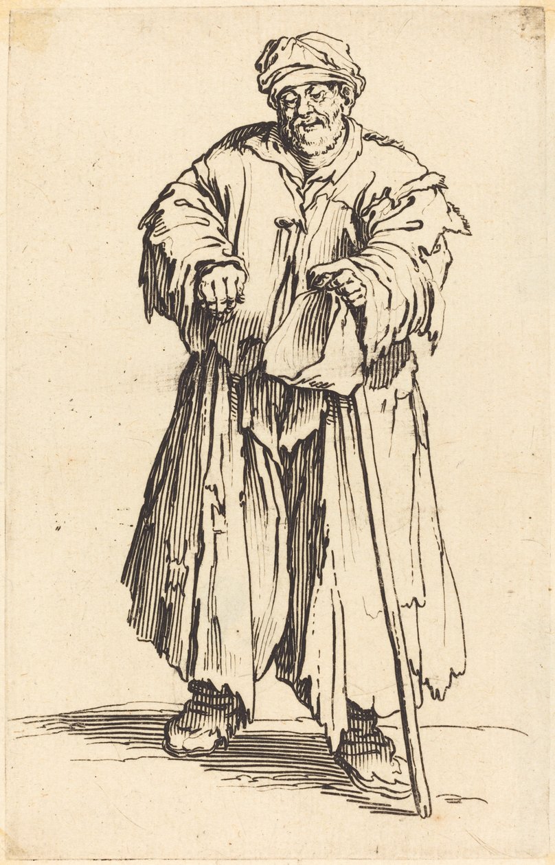 Fed tigger med nedslåede øjne af Jacques Callot