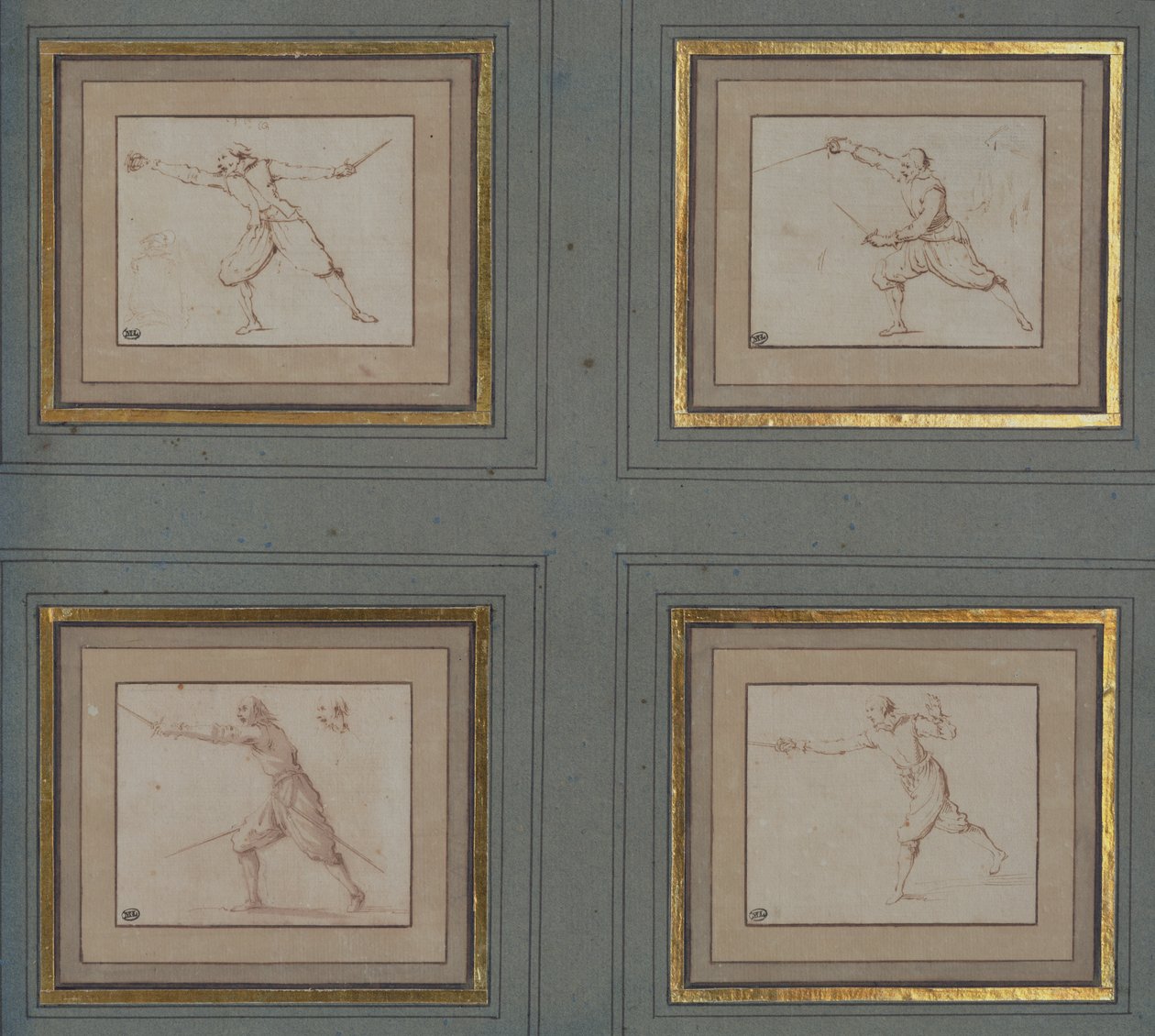 Fire studier af en fægter, 1766-69 af Jacques Callot