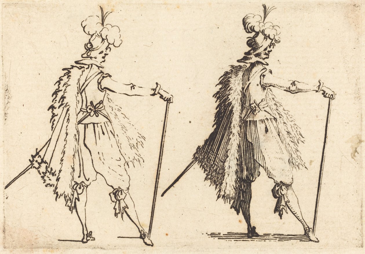 Herre med stok, ca. 1617. af Jacques Callot
