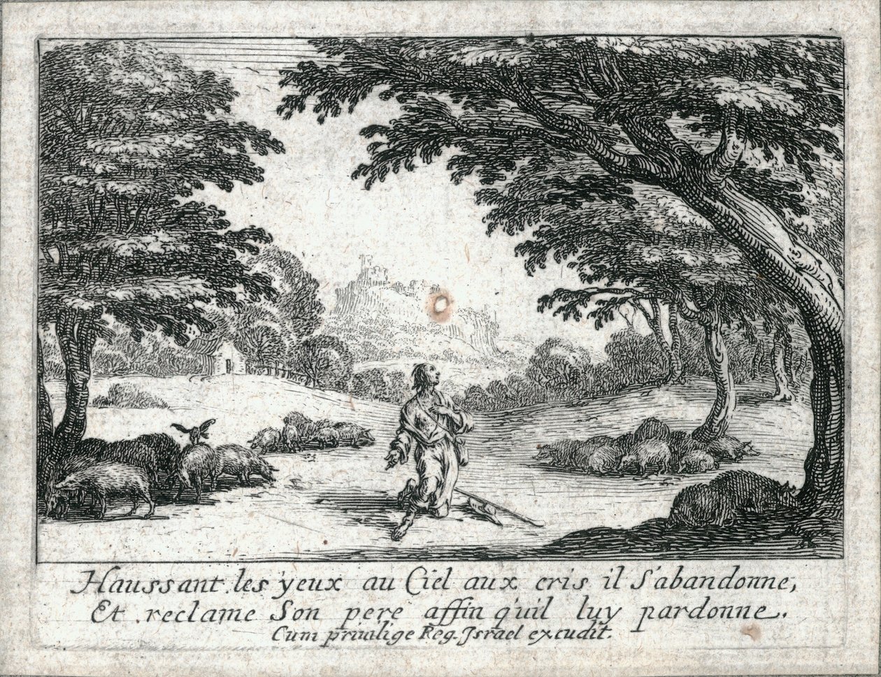 Den fortabte søns liv ... (kobberstik) af Jacques Callot